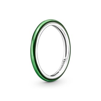 Sterling silver ring with transparent green enamel