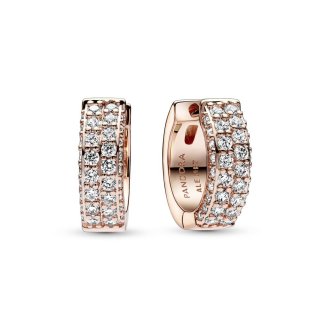 14k Rose gold-plated hoop earrings with clear cubic zirconia