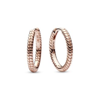 Snake chain pattern 14k rose gold-plated hoop earrings