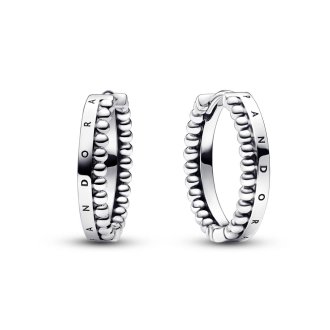 Pandora logo sterling silver hoop earrings