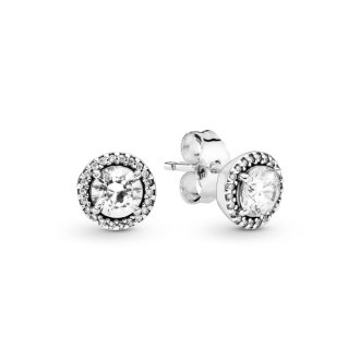 Silver stud earrings with clear cubic zirconia