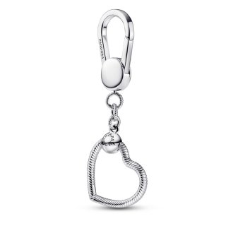 Sterling silver bag charm holder with small Pandora heart O pendant