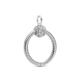 Small sterling silver Pandora O pendant with clear cubic zirconia