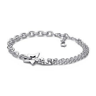 Shooting star sterling silver bracelet with clear cubic zirconia