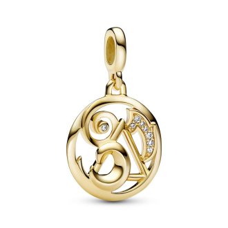 Elements 14k gold-plated medallion with clear cubic zirconia