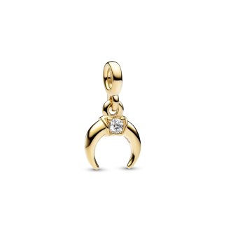 Moon 14k gold-plated mini dangle with clear cubic zirconia