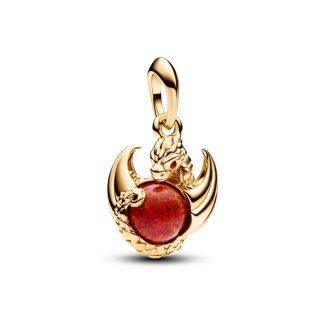 Game of Thrones Dragon Fire 14k gold-plated dangle with salsa red crystal and red lab-created opal