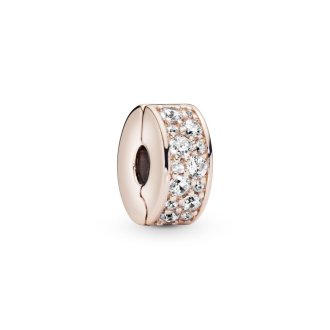 14k Rose gold-plated clip with clear cubic zirconia and silicone grip