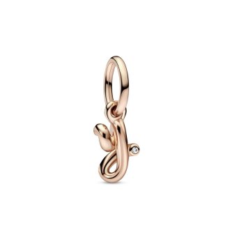 Letter y 14k rose gold-plated dangle with clear cubic zirconia