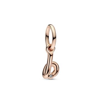 Letter b 14k rose gold-plated dangle with clear cubic zirconia