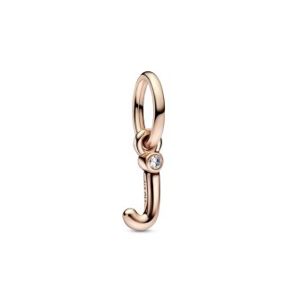 Letter j 14k rose gold-plated dangle with clear cubic zirconia