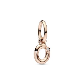 Letter o 14k rose gold-plated dangle with clear cubic zirconia