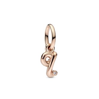 Letter q 14k rose gold-plated dangle with clear cubic zirconia