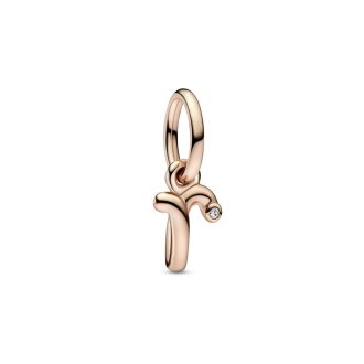 Letter r 14k rose gold-plated dangle with clear cubic zirconia