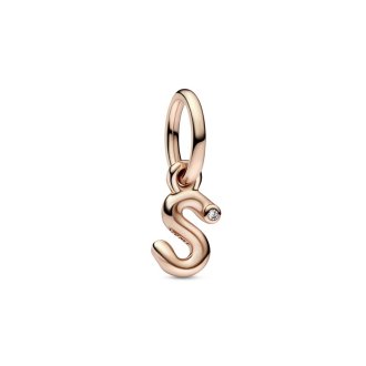 Letter s 14k rose gold-plated dangle with clear cubic zirconia