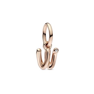 Letter w 14k rose gold-plated dangle with clear cubic zirconia