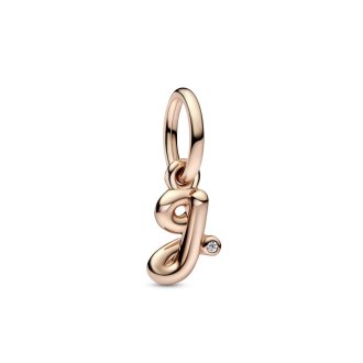 Letter g 14k rose gold-plated dangle with clear cubic zirconia