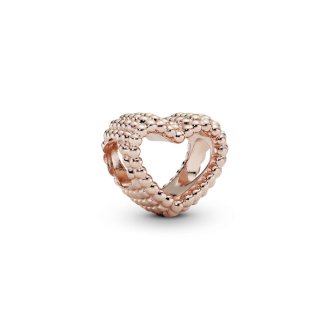 Beaded heart 14k rose gold-plated charm