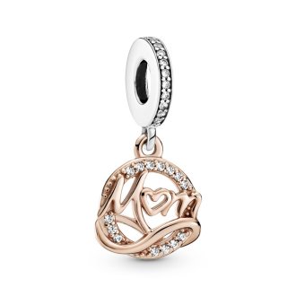 Mum and infinity 14k rose gold-plated and sterling silver dangle with clear cubic zirconia