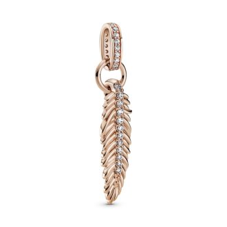 Feather 14k rose gold-plated dangle with clear cubic zirconia