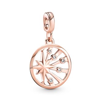 Star 14k rose gold-plated medallion with clear cubic zirconia