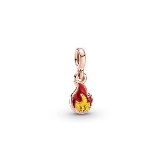 Fire 14k rose gold-plated mini dangle with blazing yellow crystal, red and yellow enamel