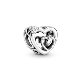 Entwined hearts sterling silver charm