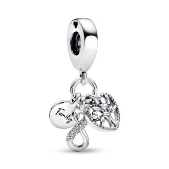 Infinity, disc and heart sterling silver dangle with clear cubic zirconia