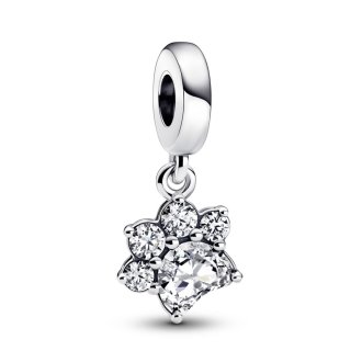 Paw sterling silver dangle with clear cubic zirconia