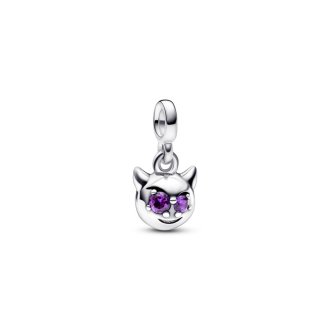 Devil sterling silver mini dangle with royal purple crystal and purple enamel