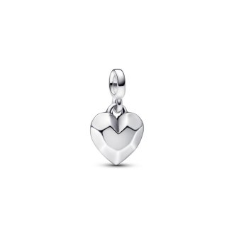 Faceted heart sterling silver mini dangle