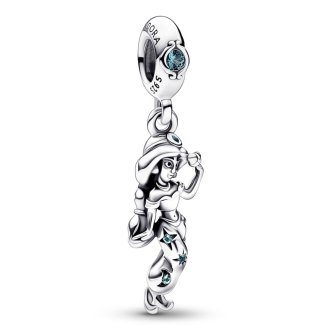 Disney Aladdin Jasmine sterling silver dangle with icy green crystal and moonlight blue crystal