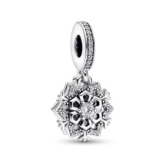 Snowflake sterling silver double dangle with clear cubic zirconia