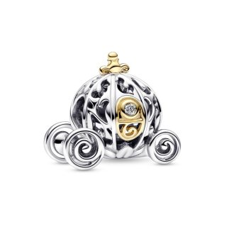 Disney 100 Cinderella carriage sterling silver and 14k gold charm with 0.015 ct TW GHI/SI1+ round brilliant-cut lab-created diamond