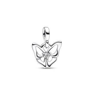 Butterfly sterling silver mini dangle with clear cubic zirconia