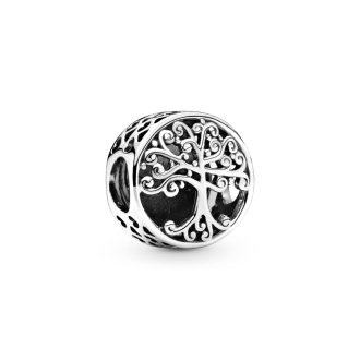 Family tree silver charm