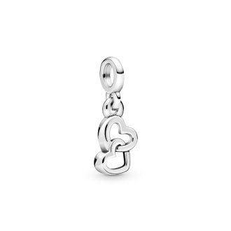 Linked hearts sterling silver mini dangle