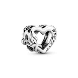 Heart and infinity sterling silver charm