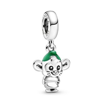 Disney Gus sterling silver dangle with black and green enamel