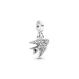 Swallow sterling silver mini dangle with clear cubic zirconia