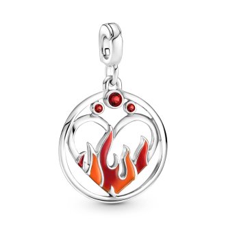 Fire sterling silver medallion with salsa red crystal, red and orange enamel