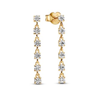 14k Gold-plated drop earrings with clear cubic zirconia