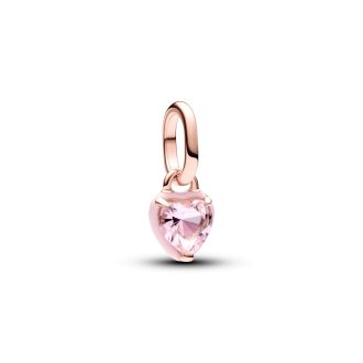 Heart 14k rose gold-plated mini dangle with orchid pink crystal and pink enamel