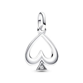 Spade sterling silver medallion with clear cubic zirconia