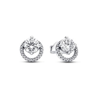 Sterling silver stud earrings with clear cubic zirconia