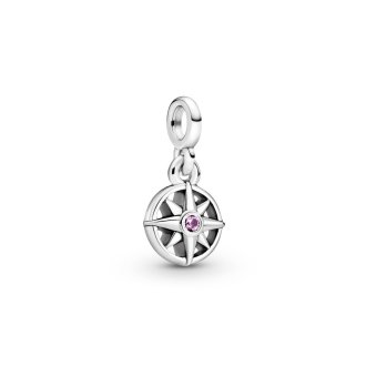 Compas sterling silver mini dangle with cerise crystal