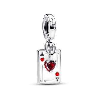 Disney Villains Queen of hearts sterling silver dangle with cherries jubilee red crystal, white and red enamel