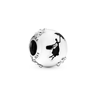 Disney Mary Poppins silver charm with white and black enamel