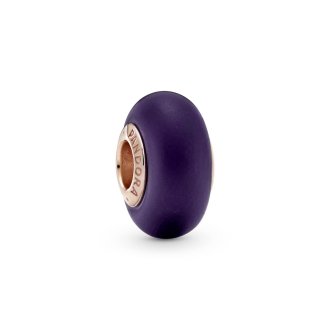 14k Rose gold-plated charm with frosted purple Murano glass