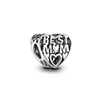 Best mum heart silver charm